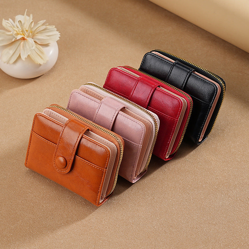 Minimalist Women's Wallet with Snap Closure and Coin Pocket, Stylish PU Leather Compact Design for Everyday Use