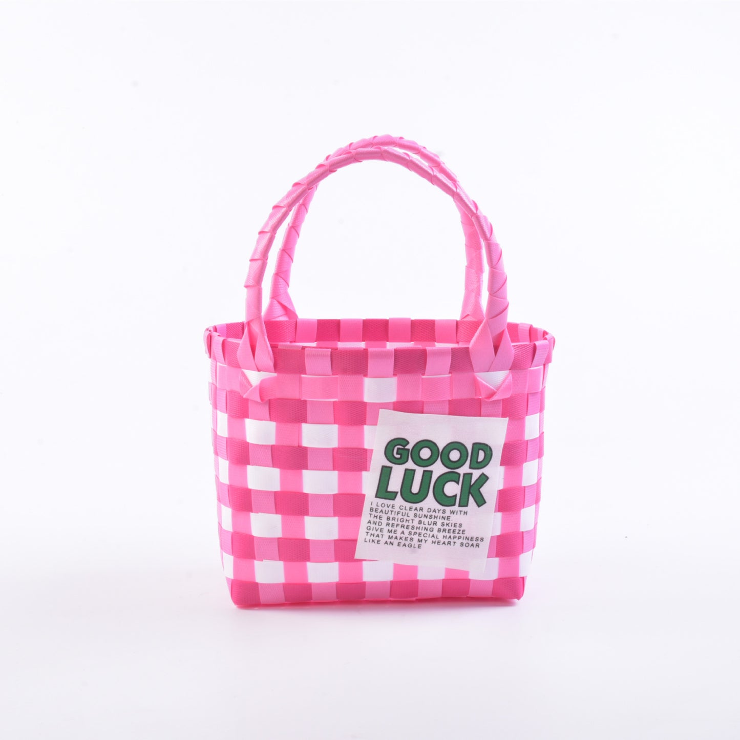 Handwoven Checkerboard Tote Bag for Women, Fashionable Beach & Daily Use, Soft PVC Material with Open Top and Inner Pockets