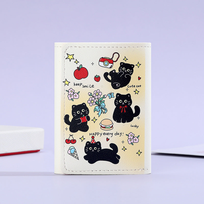 New Portable Wallet Small Large Capacity Three Fold Female Cute Cartoon Mini Purse Student Short Wallet Niche