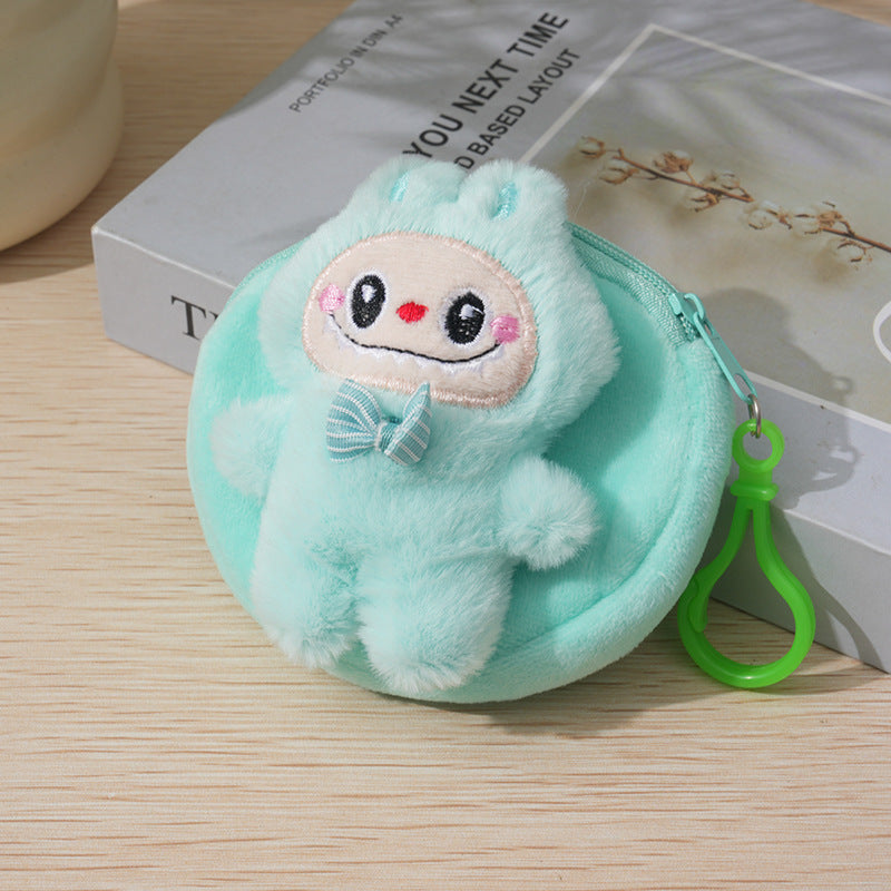 Women's Wallet Cute Plush Labubu Coin Purse Keychain Bow Design Wallet