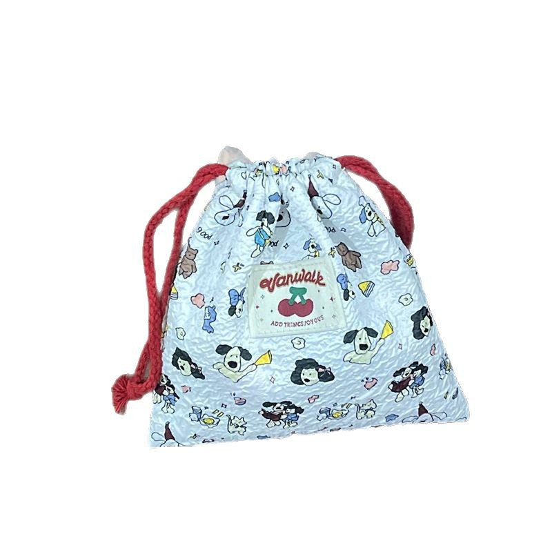 Cute Drawstring Women Buggy Bag Travel Makeup Jewelry Multifunctional Cartoon Printing Organizing Bag