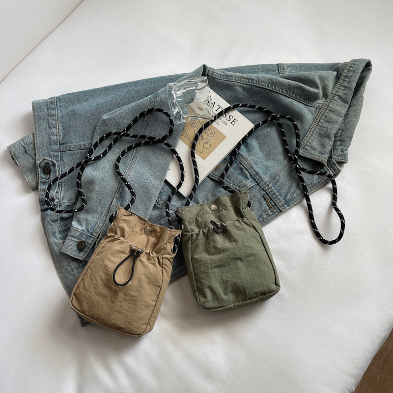 Japanese and Korean Bags Women's Simple Solid Color Shoulder Messenger Bag Minimalist Style All-Match Mobile Phone Bag