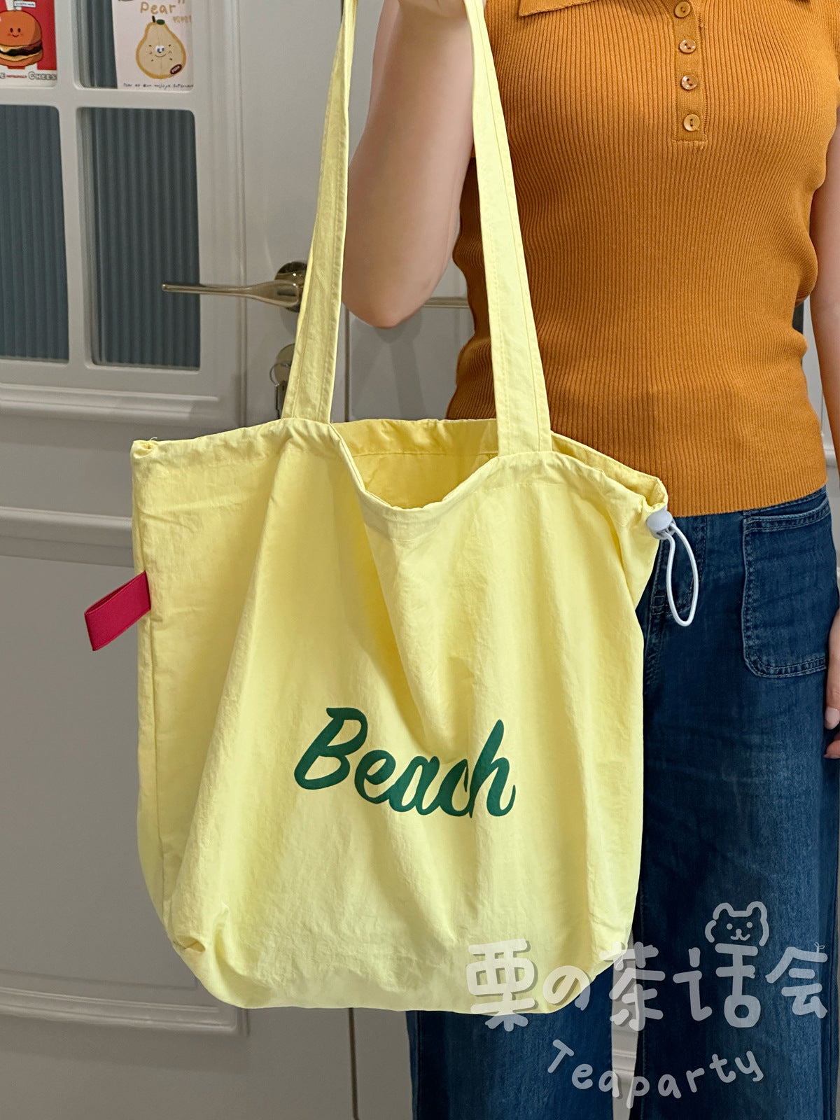 New Nylon Drawstring Tote Bag Printing Design Suitable for Daily Travel Travel Commuting Large Capacity Shoulder Bag