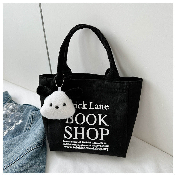 Minimalist Canvas Tote Bag with Book Shop Print for Daily Use and Commuting