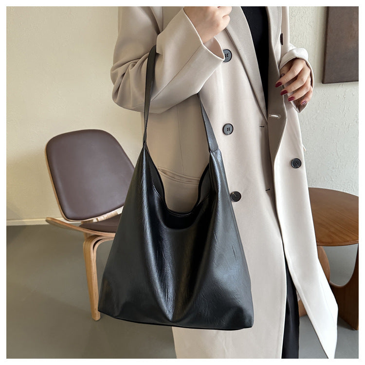 Stylish Large Capacity Shoulder Tote Bag with Magnetic Closure and Soft PU Material for Daily Use