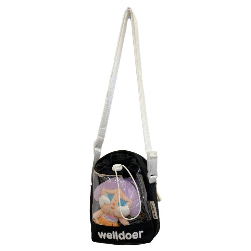 Cute Transparent Pocket Bag with Plush Toy Display - Perfect for Daily Use and School