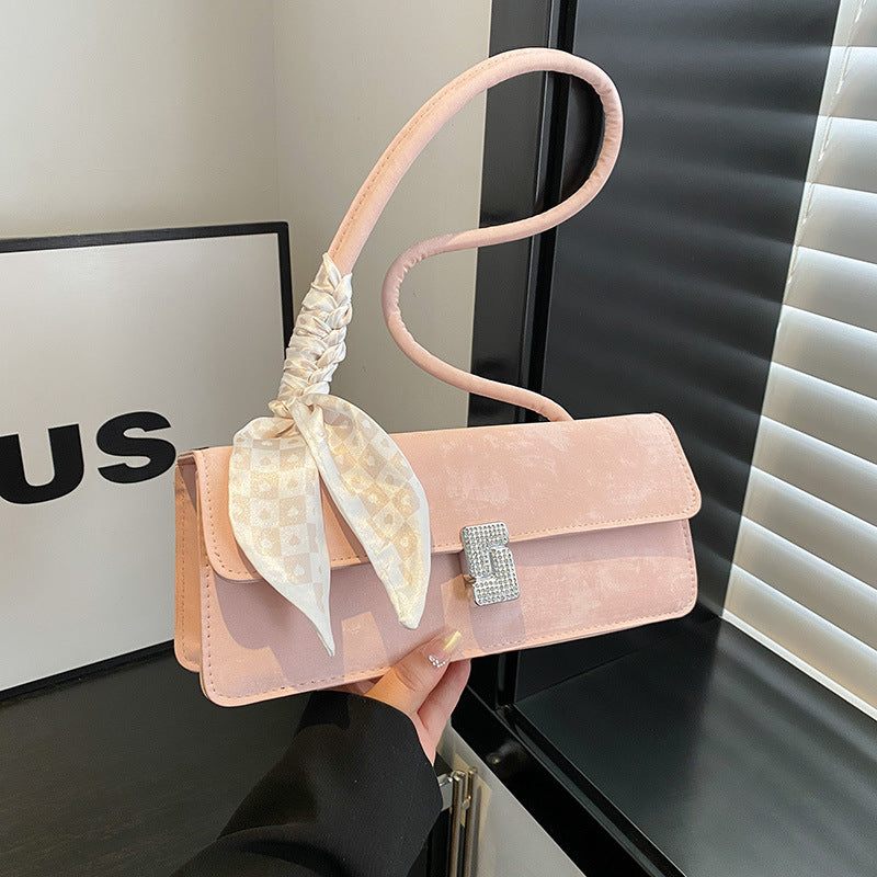 Texture Special-Interest Design Underarm Baguette Bag Women's New Fashion Silk Scarf Portable Small Square Bag Shoulder Bag