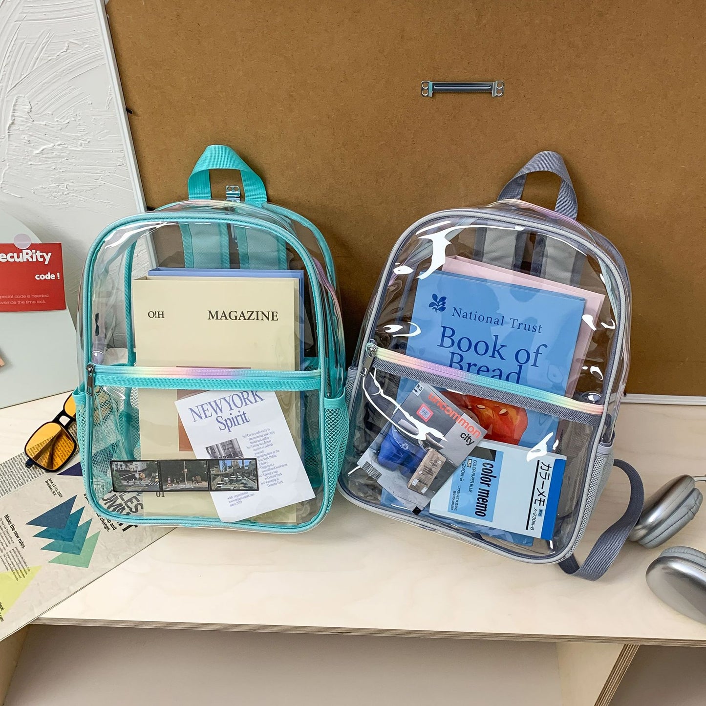 Transparent Large Capacity Backpack PVC Waterproof Solid Color Backpack Simple Commute Large Capacity Student Schoolbag