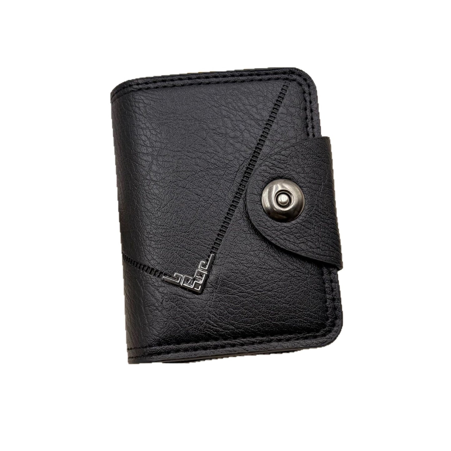 Men's Wallet Fashion PU Leather Card Holder with Button Large Capacity Card Storage Wallet