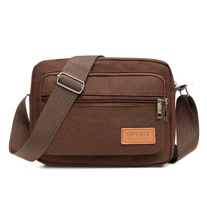 Men's Urban Simple Canvas Shoulder Bag Unisex Breathable Messenger Bag Multi-Pocket Adjustable Shoulder Strap Commuter Phone Bag