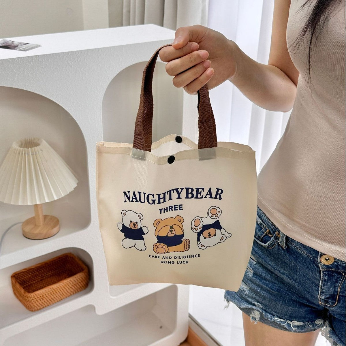 Bento Handbag New Bear Oxford Cloth Bag Student Portable Work Simple Canvas Bag
