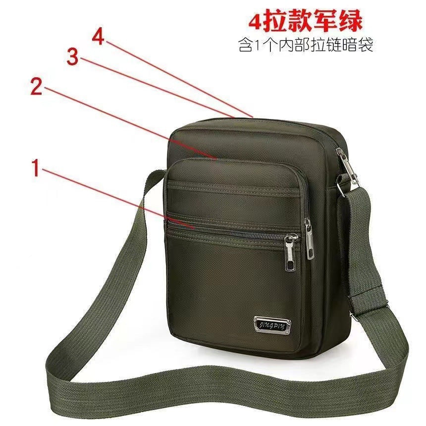 Men's Fashion Messenger Bag Multi-Layer Zipper Design Waterproof Business Casual All-Match Practical Shoulder Bag