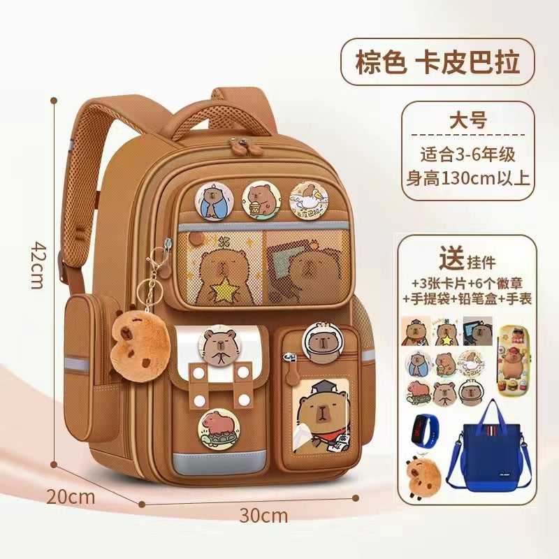Cartoon Children's Schoolbag Burden-Reducing Spine Protection Large Capacity Breathable Waterproof