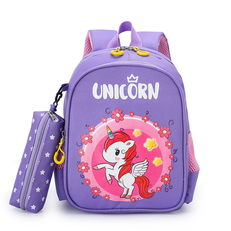 Cute Unicorn Backpack for Kids with Pencil Case - Lightweight School Bag for Preschool Girls