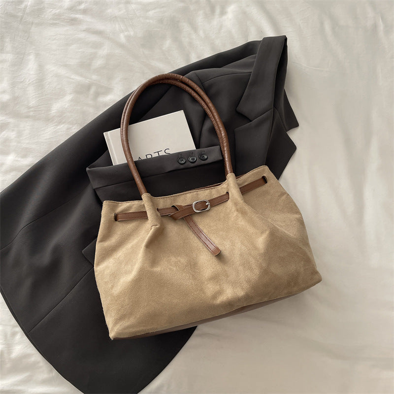 Fashionable Casual Large-Capacity Suede Tote Bag New Commuter Super Popular High-Grade Shoulder Bag for Women
