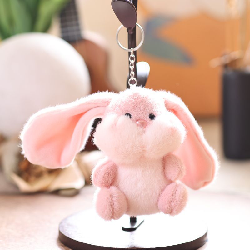 Cute Fluffy Bunny Keychain Plush Toy with Big Ears, Perfect for Bag or Keyring Decor