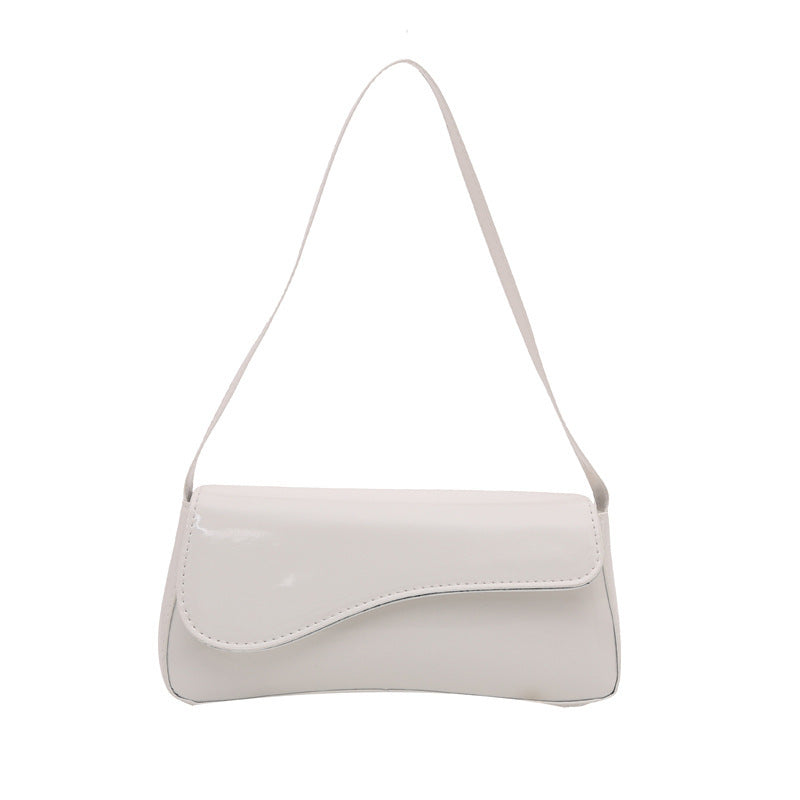 Casual Patent Leather Underarm Bag Women's New Textured Solid Color Graceful and Fashionable Portable Shoulder Bag