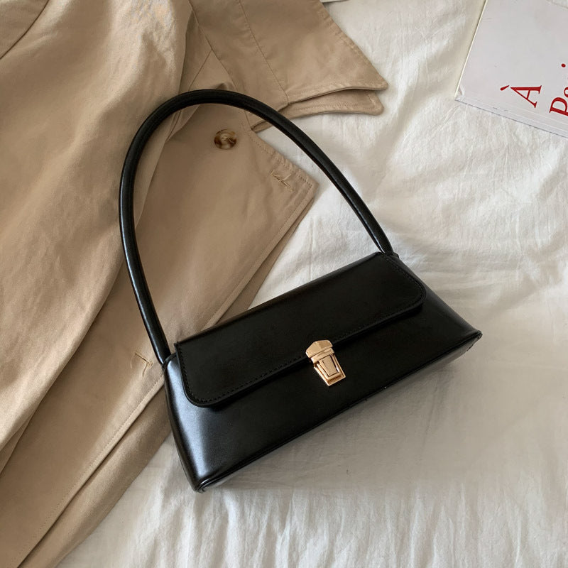 Vintage Chic Mini Tote Bag with Gold Clasp and Curved Handle for Everyday Style