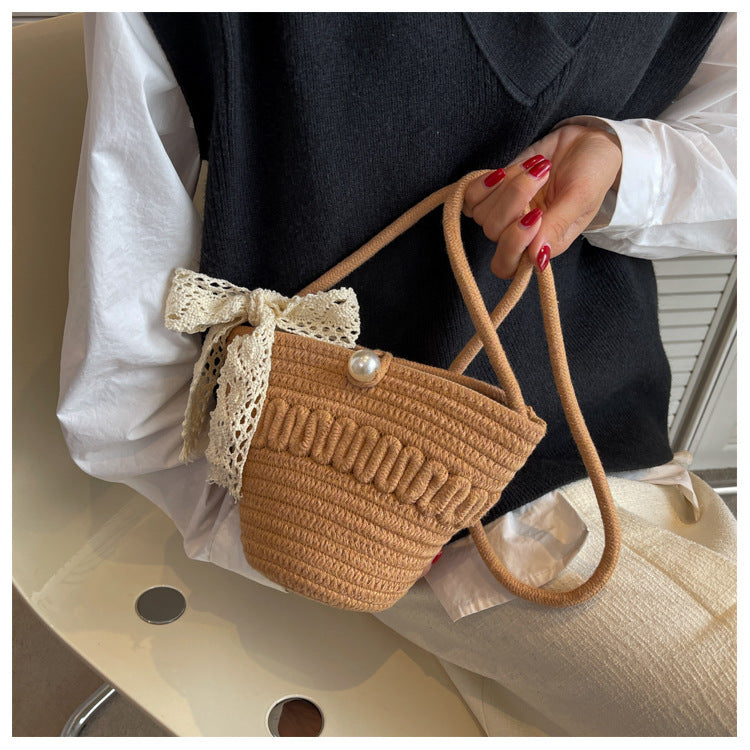 Summer New Woven Bag Women's Fashion All-Match Portable Crossbody Shoulder Bag