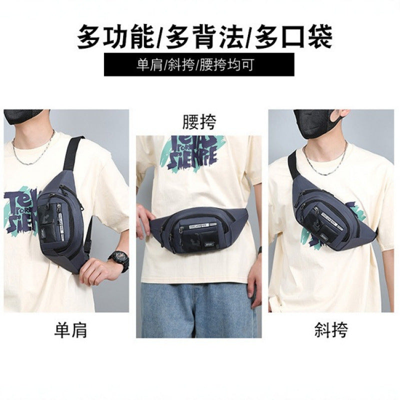 Men's Stylish and Versatile Waist Bag Lightweight Durable Multi-Pocket Outdoor Sports Trip Crossbody Bag