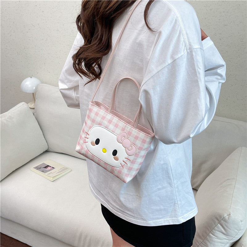 Cute Cartoon Hello Kitty Tote Bag with Polka Dot Design, Soft PU Material, Perfect for Daily Use and Fashionable Outings
