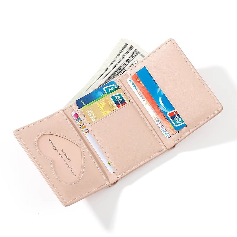 New Simple Cute Refreshing Flower Student Wallet Korean Style Fashion Short Pu Wallets for Women