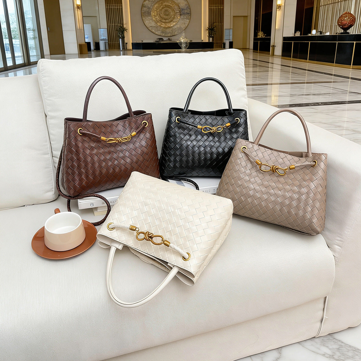 Trendy Woven Tote Bag Spring New Large Capacity Shoulder Handbag Commuter's All-Matching Daily Practical