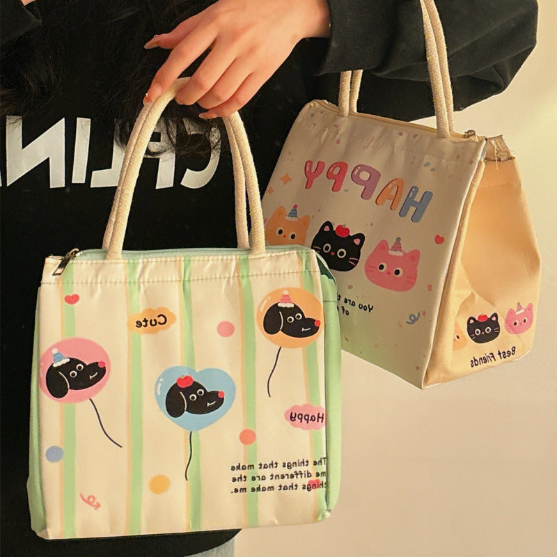 Tote Bag Good-looking Lunch Bag Female Cute Student Lunch Box Bag Rice Bag Insulated Lunch Box