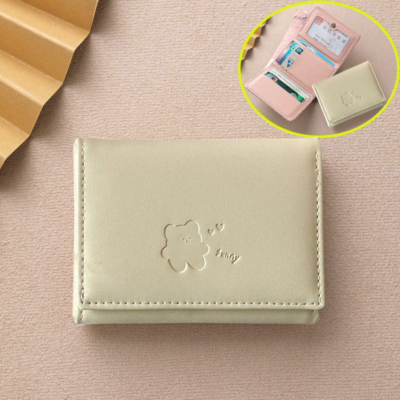 New Ins Style Bear Wallet Simple and Gentle Color Fresh Korean Multi-Functional Short Student Change Card Clamp