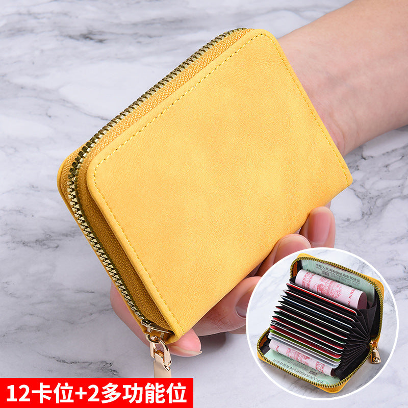 Women's Wallet Anti-Degaussing Expanding Card Holder 18 Card Position Zipper Coin Purse Daily Multi-Functional Credentials Storage
