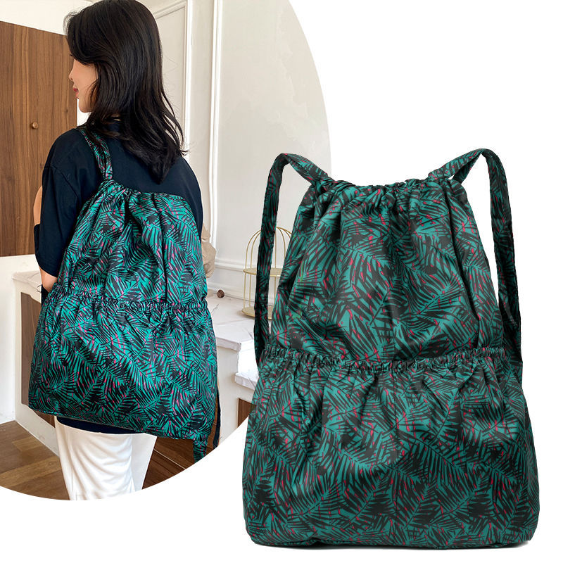 Women's Drawstring Backpack Women's Lightweight Waterproof Multi-Pocket Daily Travel Backpack