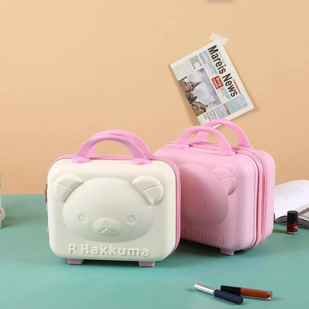 Cute Rilakkuma Cartoon Luggage with Password Lock, Mini Carry-On Suitcase for Kids and Travel