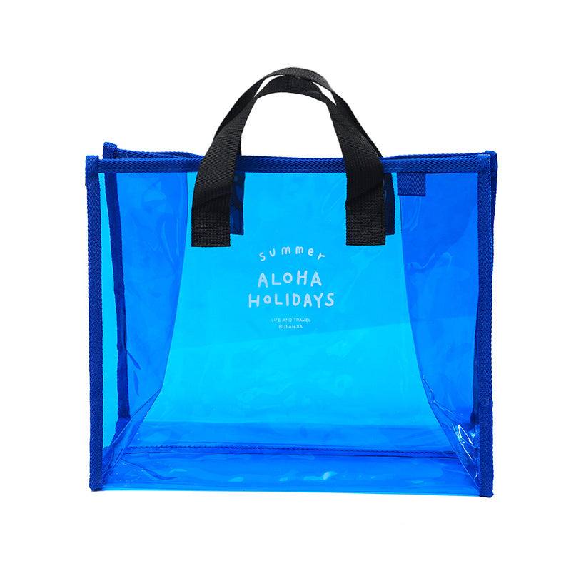 Transparent PVC Beach Tote Bag for Swimming and Travel - Waterproof, Fashionable, Multi-Functional Storage Bag with Summer Design