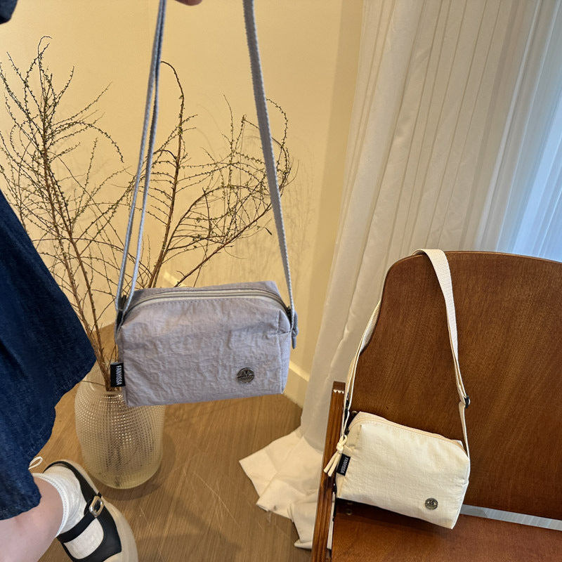 Minimalist Nylon Crossbody Bag for Women - Lightweight Daily Commute Shoulder Bag with Simple Design and Practical Open Top