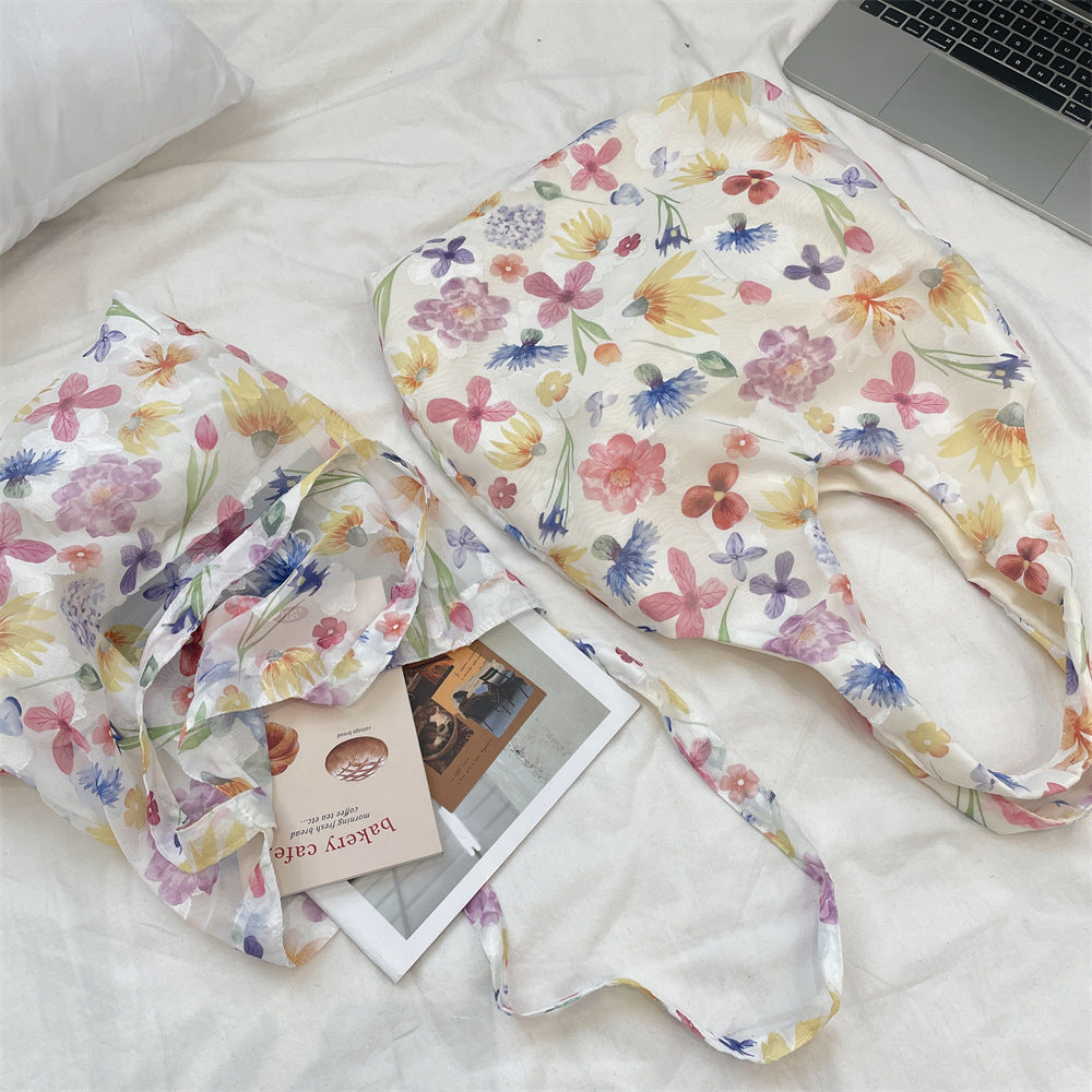 Chiffon Canvas Bag Women's Fresh Gentle Fairy Tulip Shoulder Large Capacity Handbag