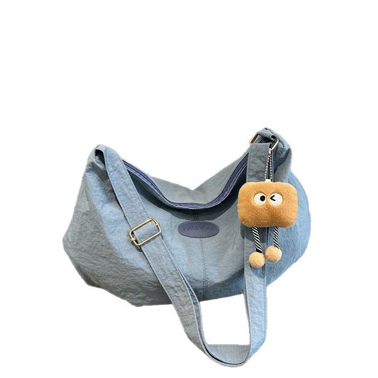 Stylish Crossbody Bag for Women with Cute Pendant, Large Capacity Casual Shoulder Bag for Daily Use and School