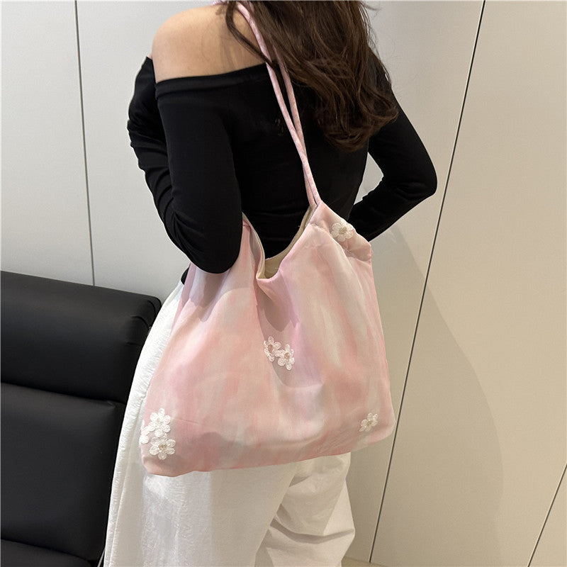 Large Capacity Canvas Bag Women's Summer Popular New Hand-Carrying Casual Simple One Shoulder Underarm Bag