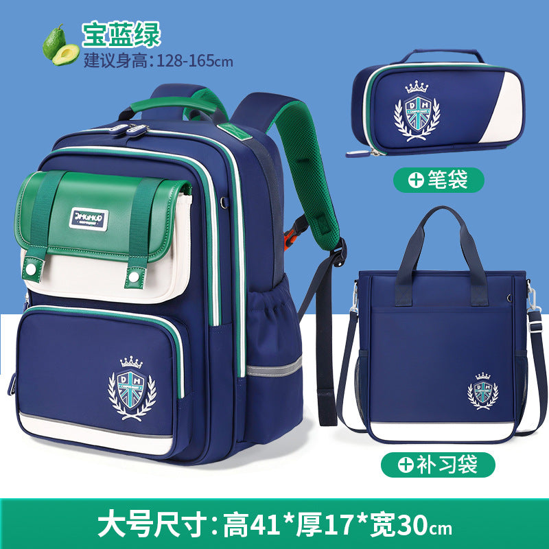 2026 New Kids Backpack for Grades 1-6, Lightweight & Ergonomic Design with Large Capacity, Breathable and Waterproof Oxford Fabric, British Style School Bag with Pencil Case and Study Bag Set