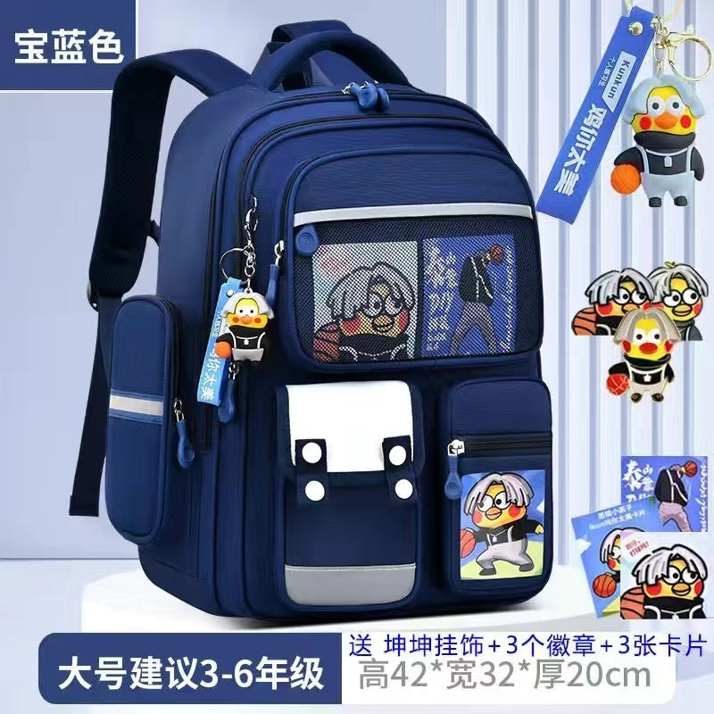 Cartoon Children's Schoolbag Burden-Reducing Spine Protection Large Capacity Breathable Waterproof