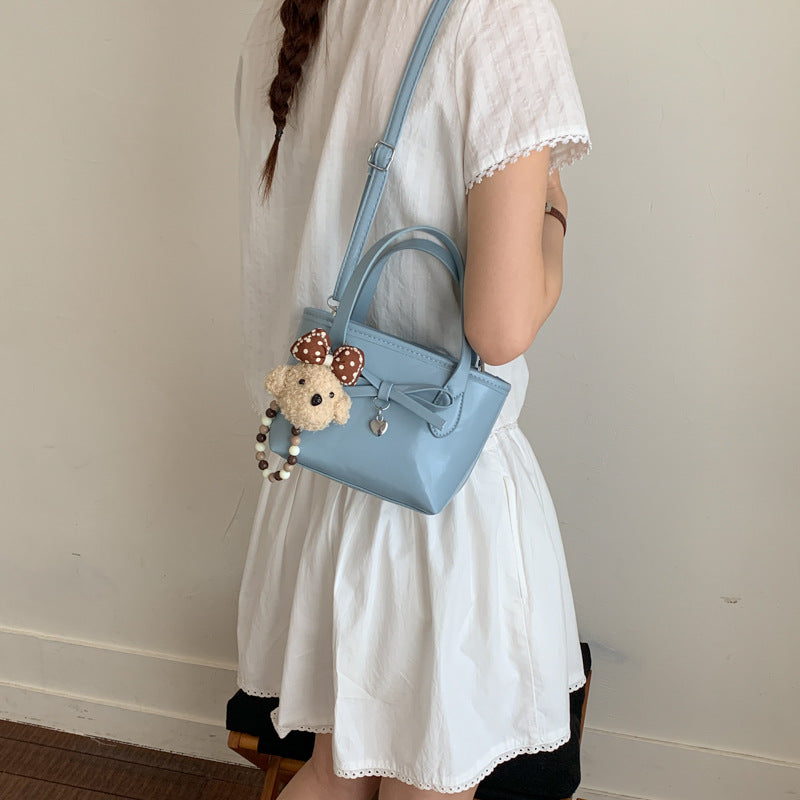 New Fashion Bowknot Bucket Bag Soft Pu Material Portable Crossbody Everyday Joker Practical Design
