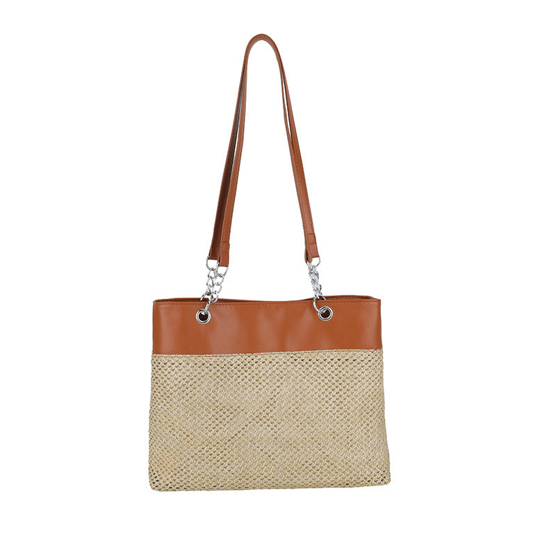 Tote Bag Female Personality All-Matching Weaving Large Capacity New Holiday Outing Premium Shoulder Bag