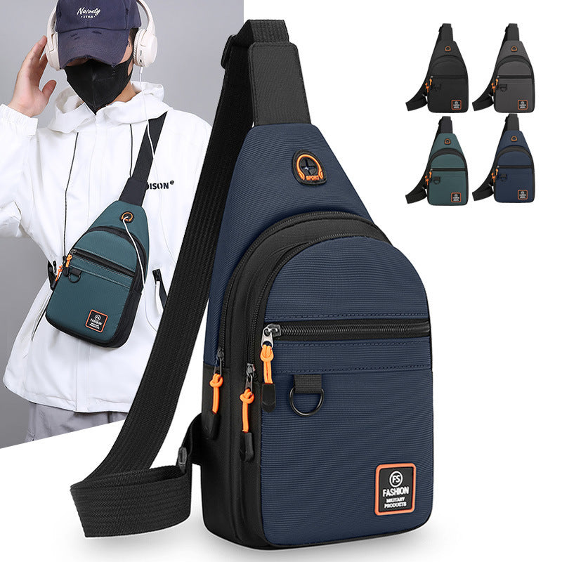 Men's Chest Bag Trendy One-Shoulder Crossbody Motorcycle Bag Large Capacity Wear-Resistant Riding Waist Bag New