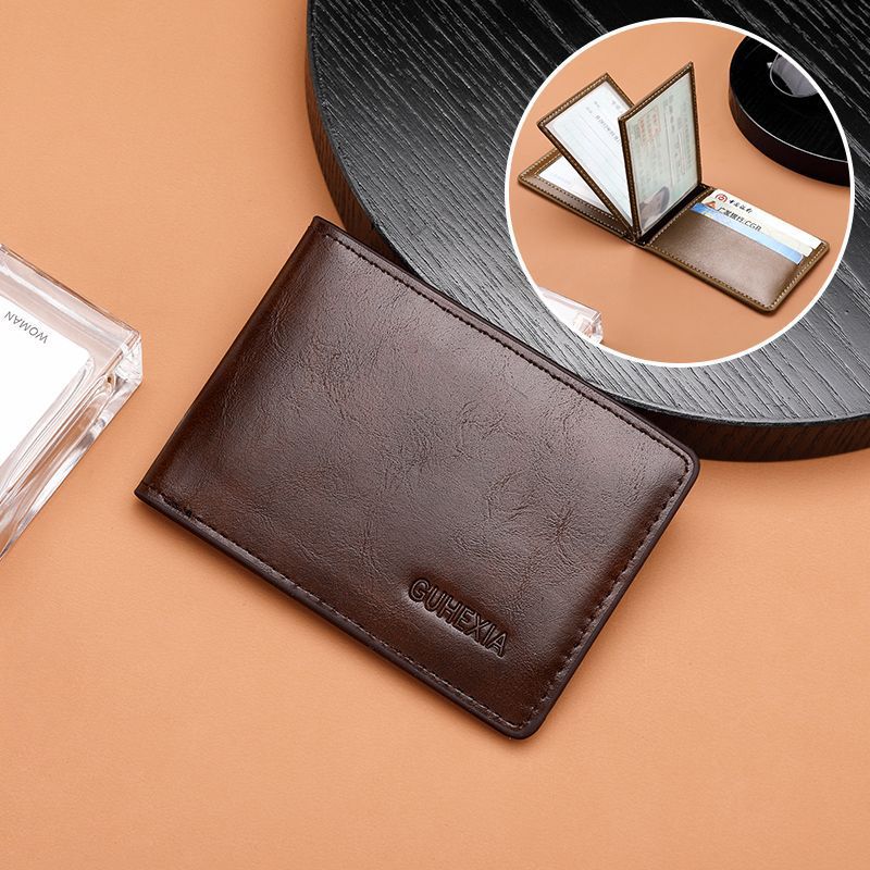 Retro Leather Driving License Leather Case Men's Multi-Functional Certificate Card Holder Motor Vehicle Card Holder Ultra-Thin Driving License Clip