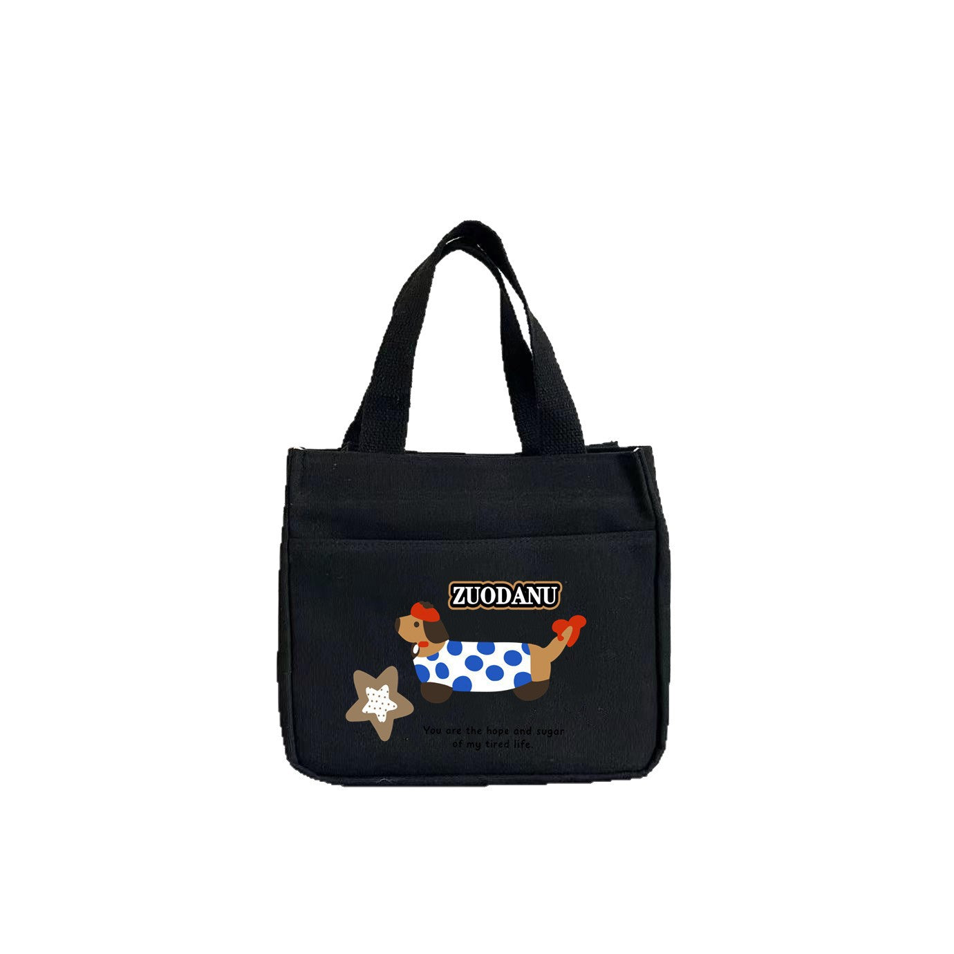 Women's Shoulder Bag Nordic Bear Canvas Tote Bag Zipper Design Cute Cartoon Pattern Daily Commuter Bento Tote Bag