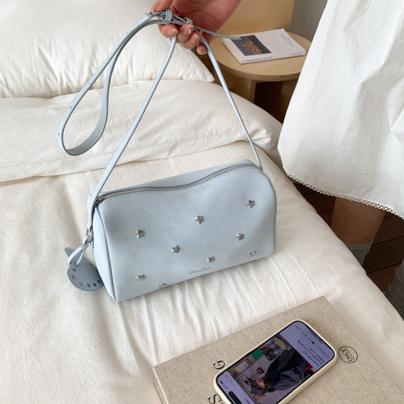 XINGX Rivet Crossbody Bag New Korean Fashion Large Capacity Shoulder Bag with Love Ornaments