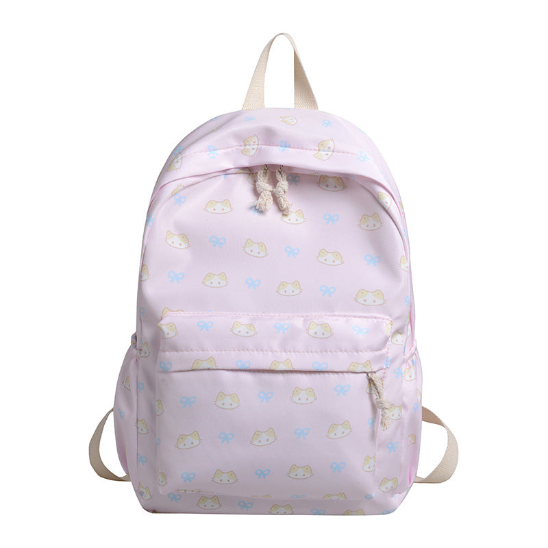 Cute Cat Print Large Capacity Lightweight Backpack Girls' Class Leisure Travel Fashion Backpack