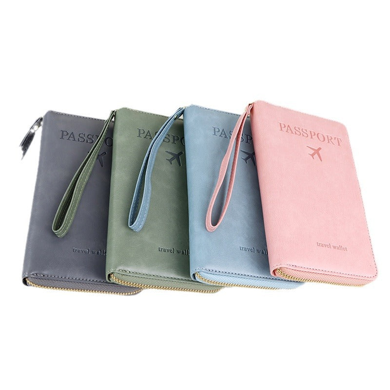 Elegant RFID Travel Wallet with Zipper Design for Passport and Ticket Storage, Anti-Theft & Expandable Organizer