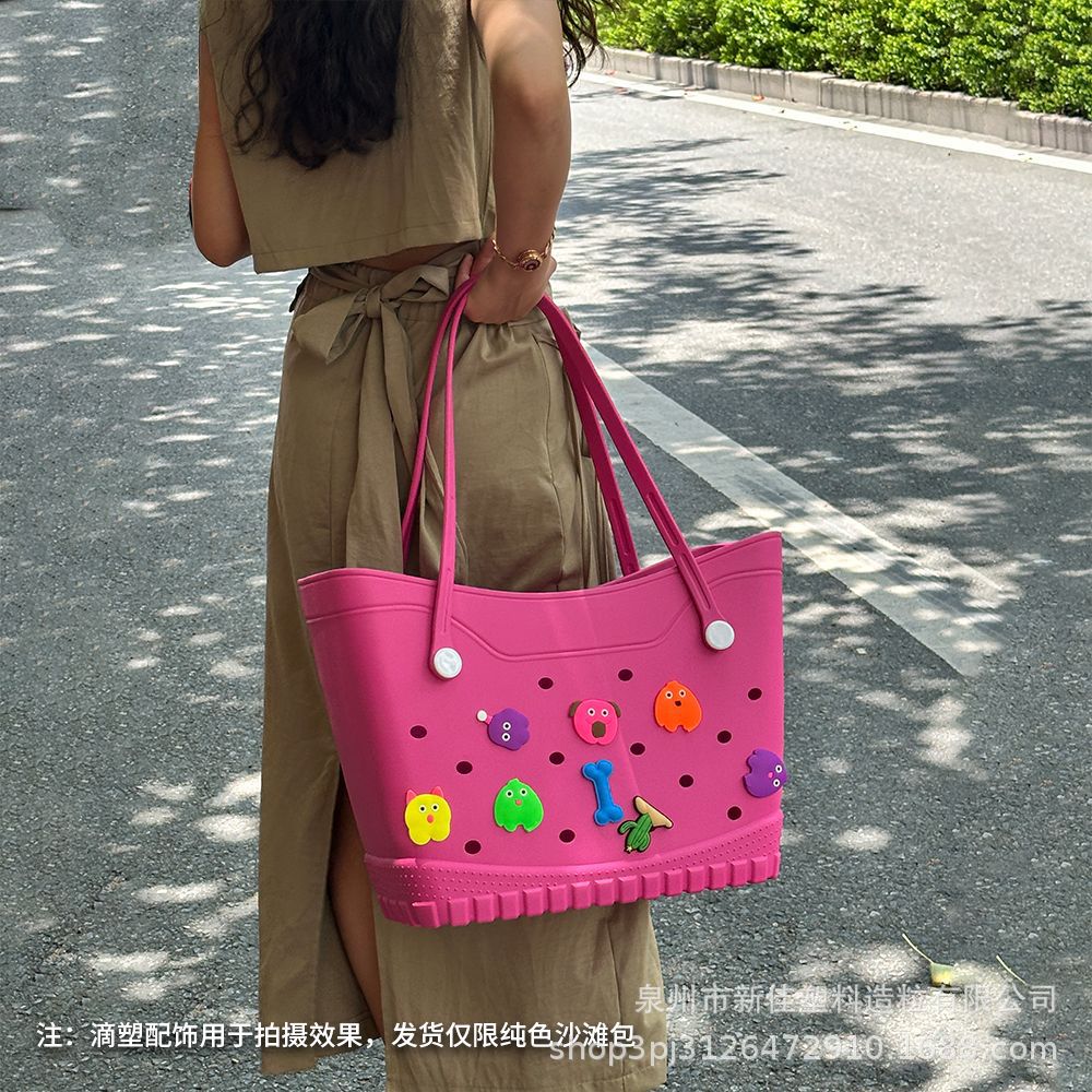 Stylish EVA Beach Tote Bag with Hollow Design, Lightweight and Spacious for Daily Use