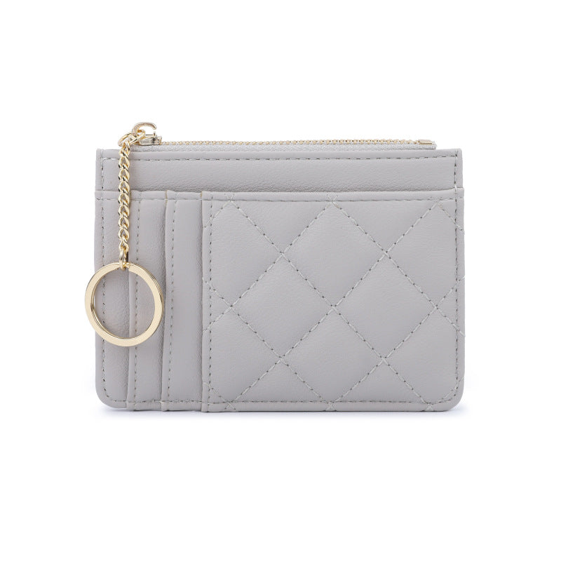 Rhombus Card Holder for Women with Keychain Multiple Card Slots Lightweight Storage European and American Retro Everyday Joker