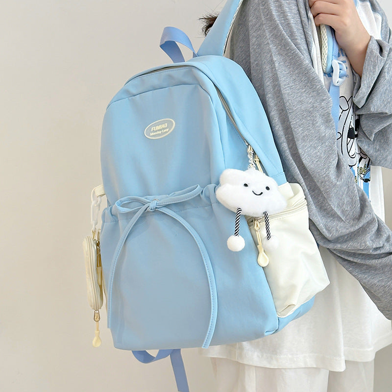 Lightweight Large Capacity Backpack for Students with Multiple Pockets and Drawstring Design, Perfect for School and Travel
